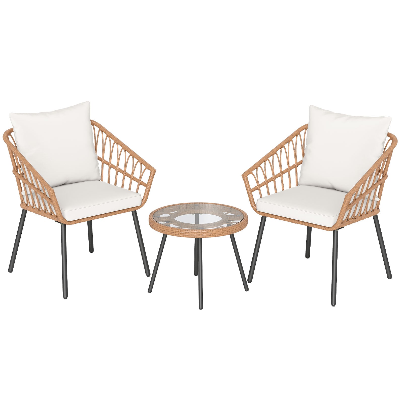 3 Piece Patio Bistro Set, Heavy Duty Metal Frame, Beige Patio Conversation Sets Beige at Gallery Canada