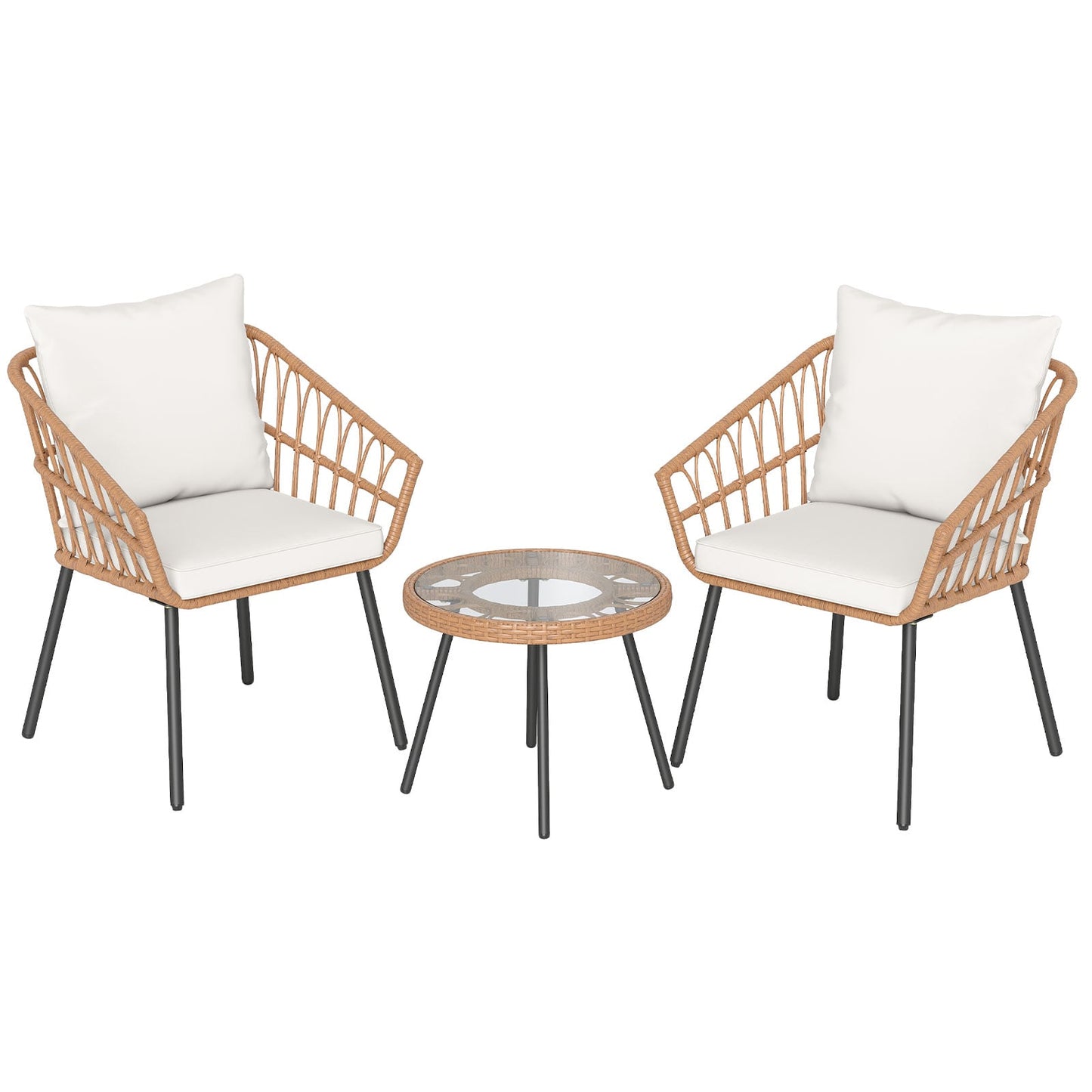 3 Piece Patio Bistro Set, Heavy Duty Metal Frame, Beige Patio Conversation Sets Beige at Gallery Canada