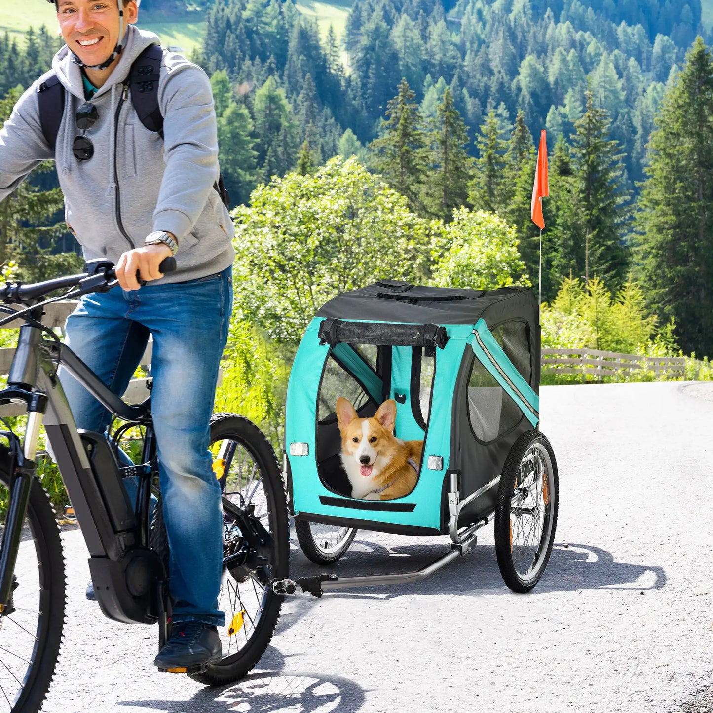 Dog Bike Trailer, Pet Cart, Foldable, Bicycle Wagon, Green Dog Bike Trailers & Strollers at Gallery Canada