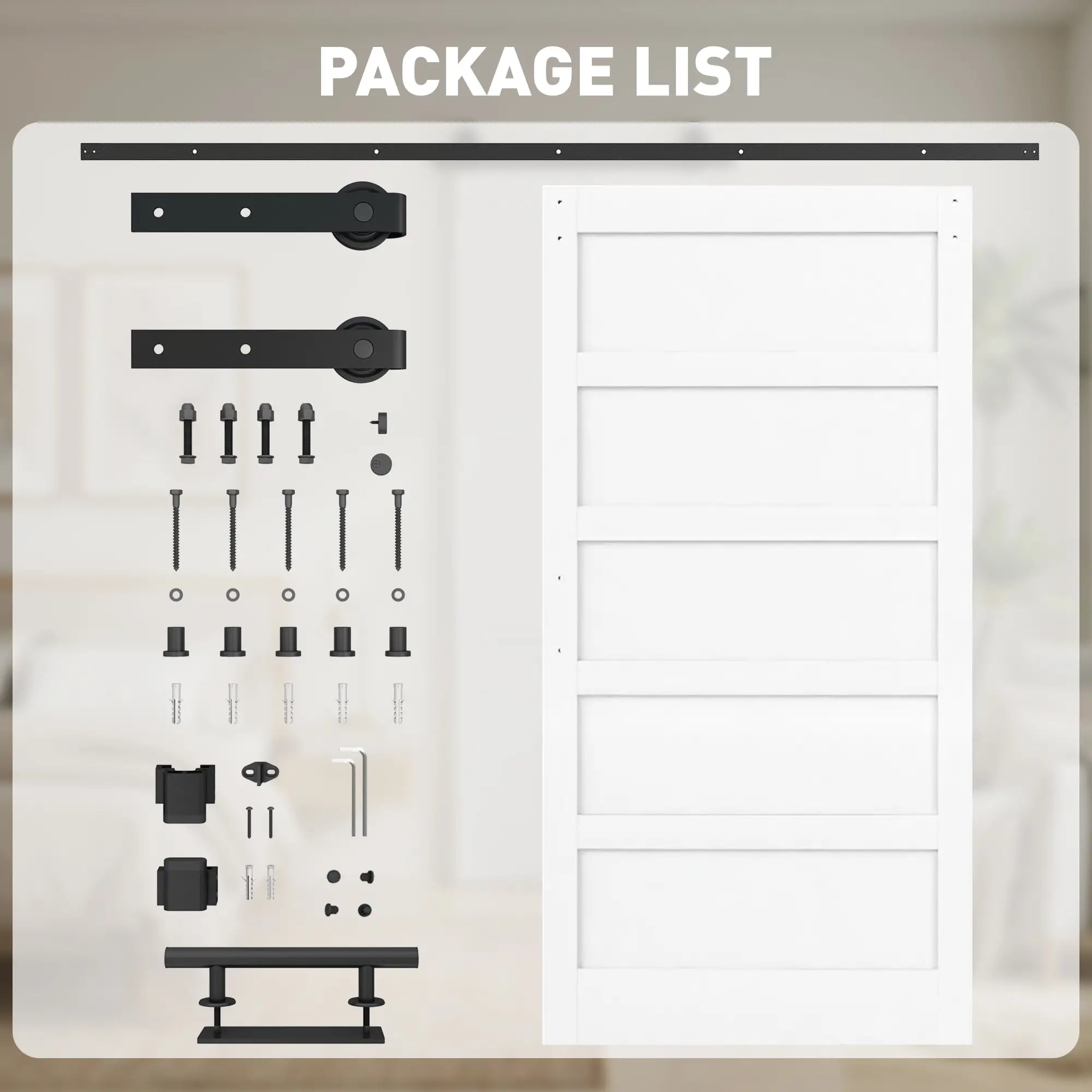 42x84 Sliding Barn Door Kit, Shaker Style, Wood Grain, White Door Hardware at Gallery Canada