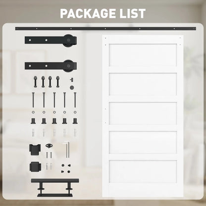 42x84 Sliding Barn Door Kit, Shaker Style, Wood Grain, White Door Hardware at Gallery Canada