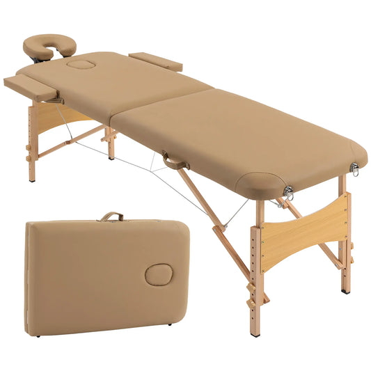 Height Adjustable Professional Salon Spa Facial Couch Bed, Portable Folding Massage Table, Light Brown Portable Massage Tables Light Brown at Gallery Canada