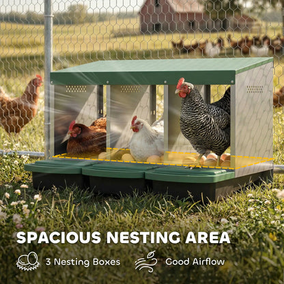 Chicken Nesting Boxes, 3 Compartment Metal Nesting Boxes for Chicken Coop, Egg Laying Boxes with Lid Cover Chicken Coops at Gallery Canada