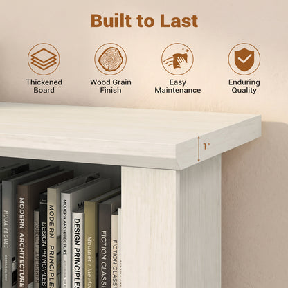 48.5" 4-Tier Bookcase, Translucent Fluted Doors, White