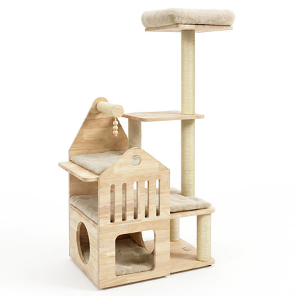 Arbre à chat en bois massif « 48,5 », beige