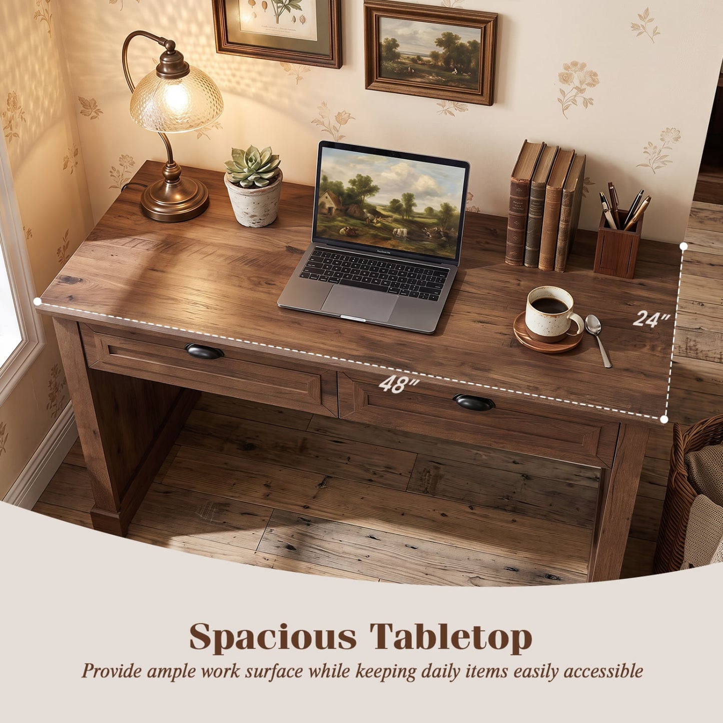 48" Farmhouse Desk, Brown