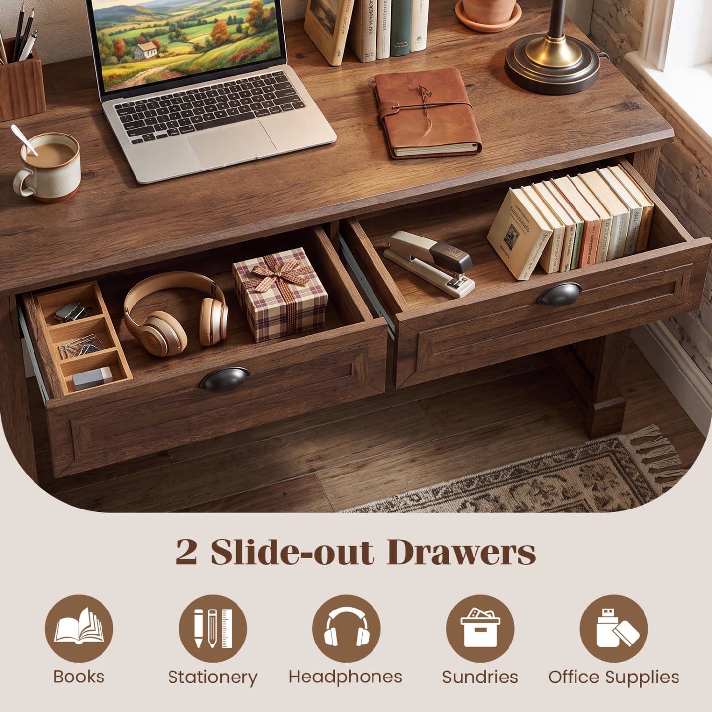 48" Farmhouse Desk, Brown