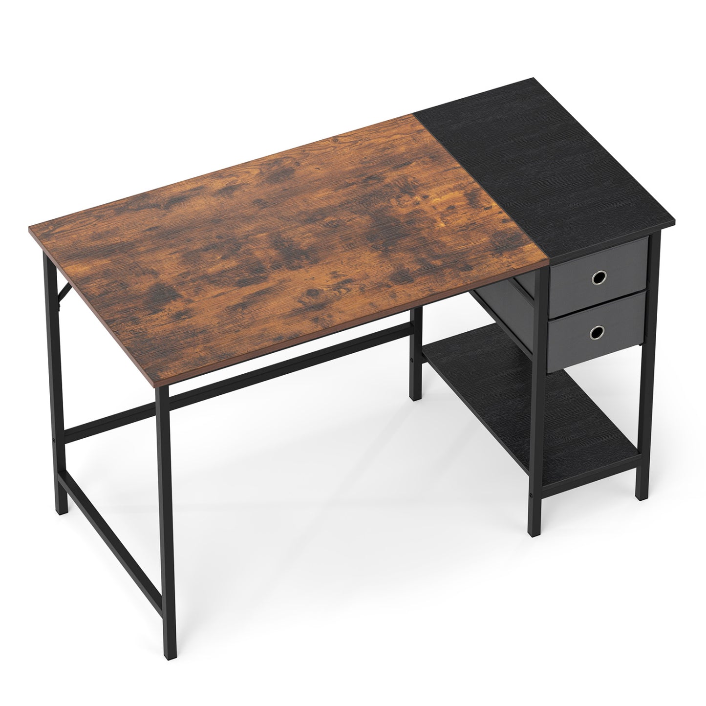 48 Inch Computer Desk with 2 Fabric Drawers Industrial Home Office Desk, Rustic Brown Computer Desks at Gallery Canada