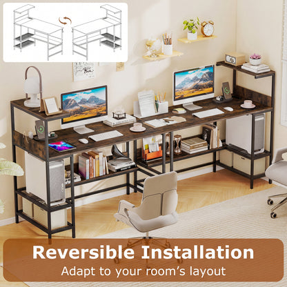 48 Inch Computer Desk, Power Outlets, Storage Shelves, Brown Computer Desks at Gallery Canada