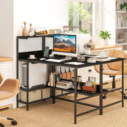 48 Inch Computer Desk With Power Outlets, Storage Shelves, Black Computer Desks at Gallery Canada