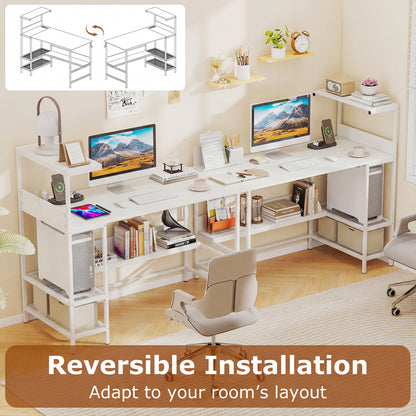 48 Inch Computer Desk With Power Outlets, Storage Shelves, White Computer Desks at Gallery Canada