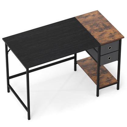 48 Inch Computer Desk, 2 Fabric Drawers, Industrial Home Office, Black Computer Desks at Gallery Canada