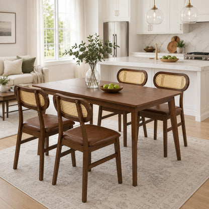 48 Inch Dining Table Set for 4 with Rattan Chairs Mid Century Kitchen Table and Chairs Set for Dining Room Kitchen & Dining at Gallery Canada