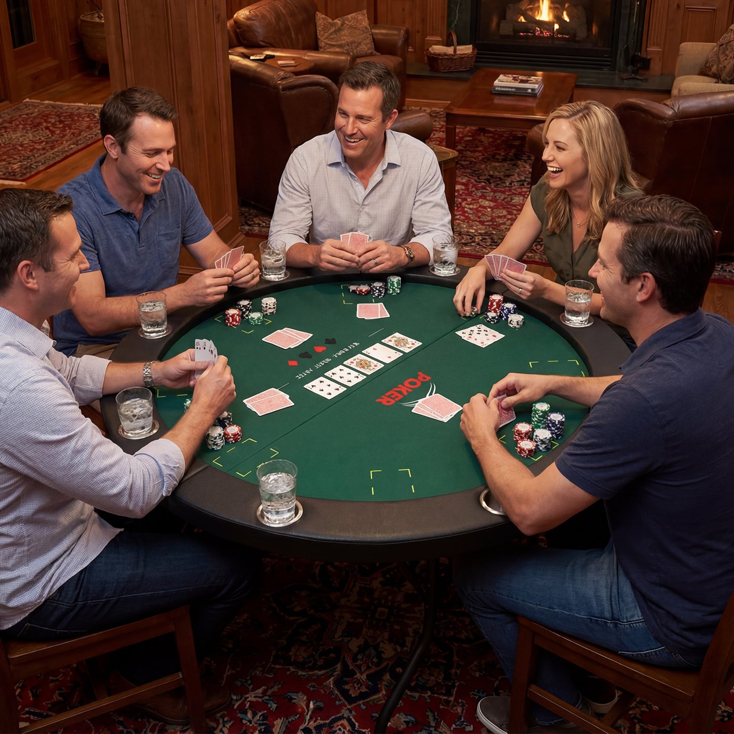 48 Inch Foldable Poker Table with 8 Cup Holders and Padded Edges, Green Game Room at Gallery Canada
