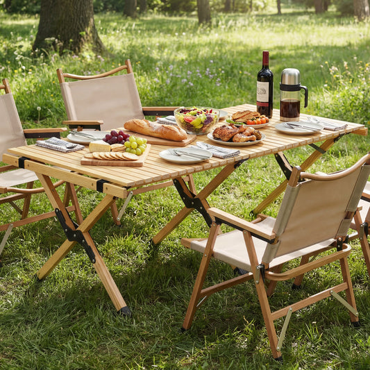 48 Inch Folding Camping Table With Carry Bag, Natural Camping Furniture Natural at Gallery Canada