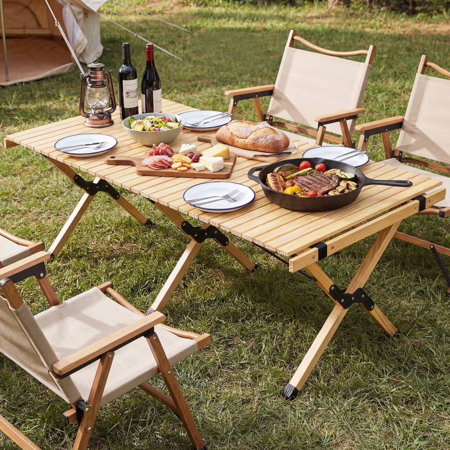 48 Inch Folding Camping Table With Carry Bag, Natural Camping Furniture at Gallery Canada