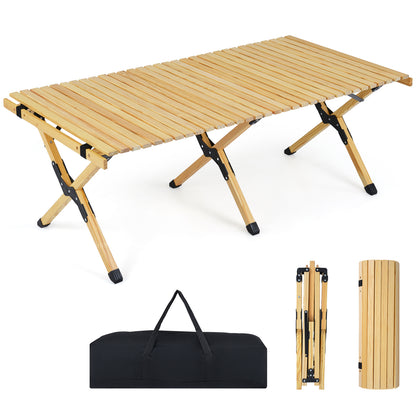 48 Inch Folding Camping Table With Carry Bag, Natural Camping Furniture Natural at Gallery Canada