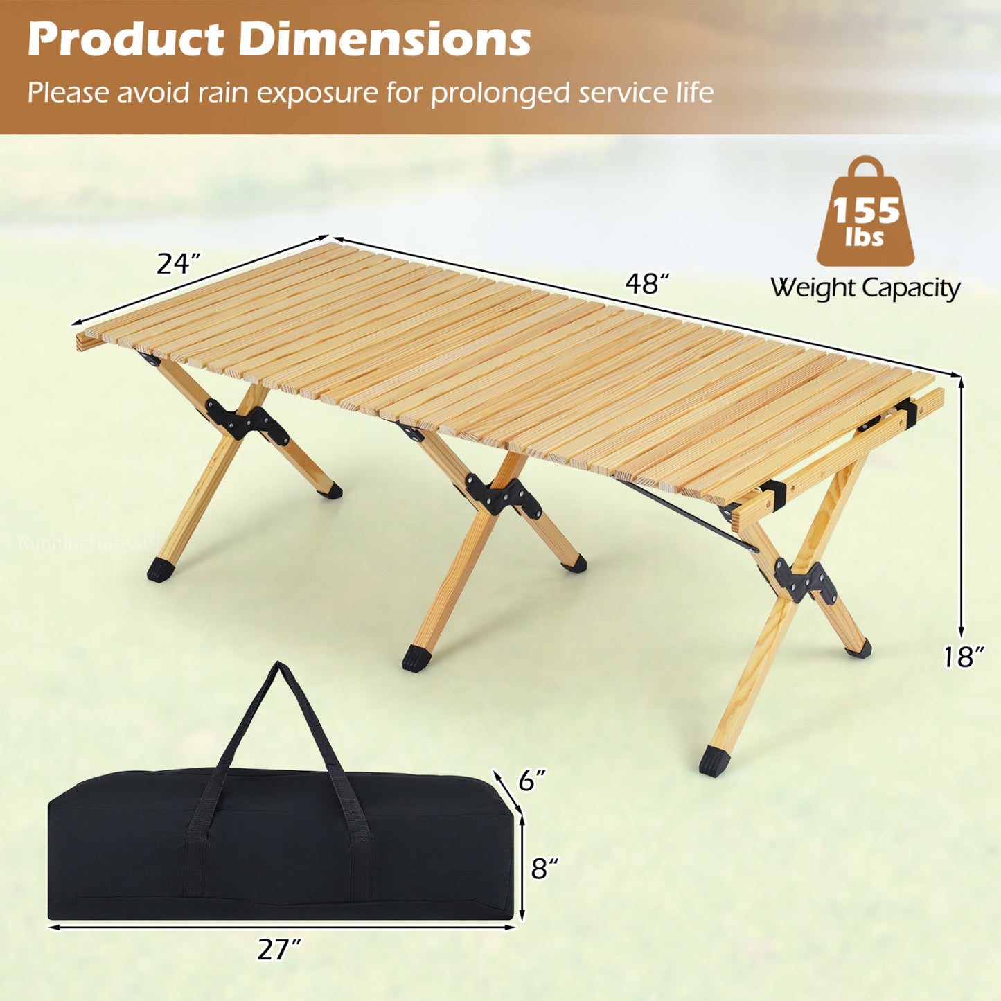 48 Inch Folding Camping Table With Carry Bag, Natural Camping Furniture at Gallery Canada