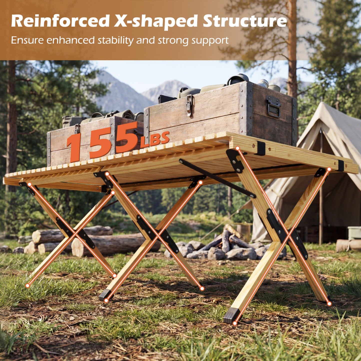 48 Inch Folding Camping Table With Carry Bag, Natural Camping Furniture at Gallery Canada