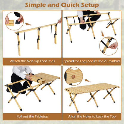 48 Inch Folding Camping Table With Carry Bag, Natural Camping Furniture at Gallery Canada
