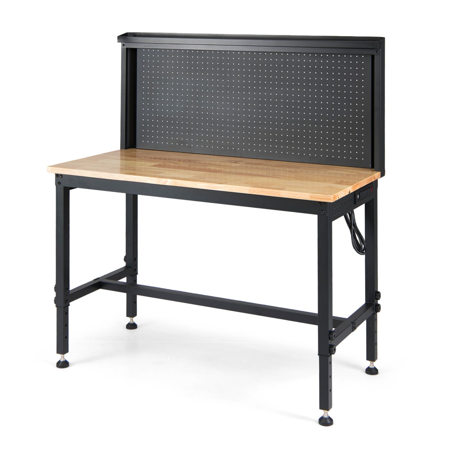 48 Inch Heavy Duty Workbench With AC USB Outlets, Pegboard, Natural Garages Natural at Gallery Canada
