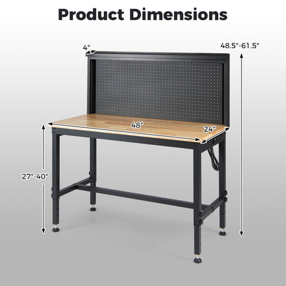 48 Inch Heavy Duty Workbench With AC USB Outlets, Pegboard, Natural Garages at Gallery Canada
