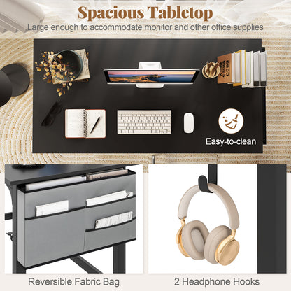 48 Inch Mobile Computer Workstation with 4 Smooth Casters, Black Writing Desks at Gallery Canada