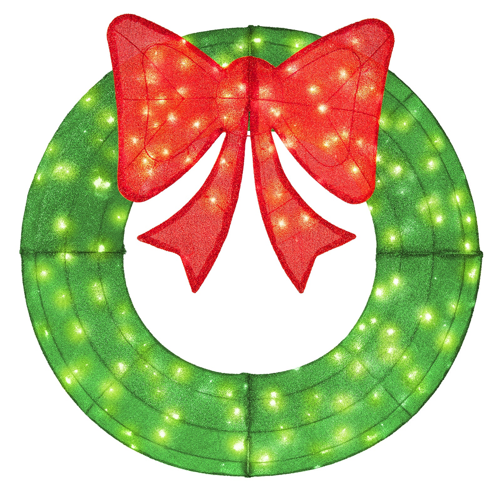 48 Inch Pre-Lit Christmas Mesh Wreath, 200 LED Bulbs, Green Christmas Decor & Accessories at Gallery Canada