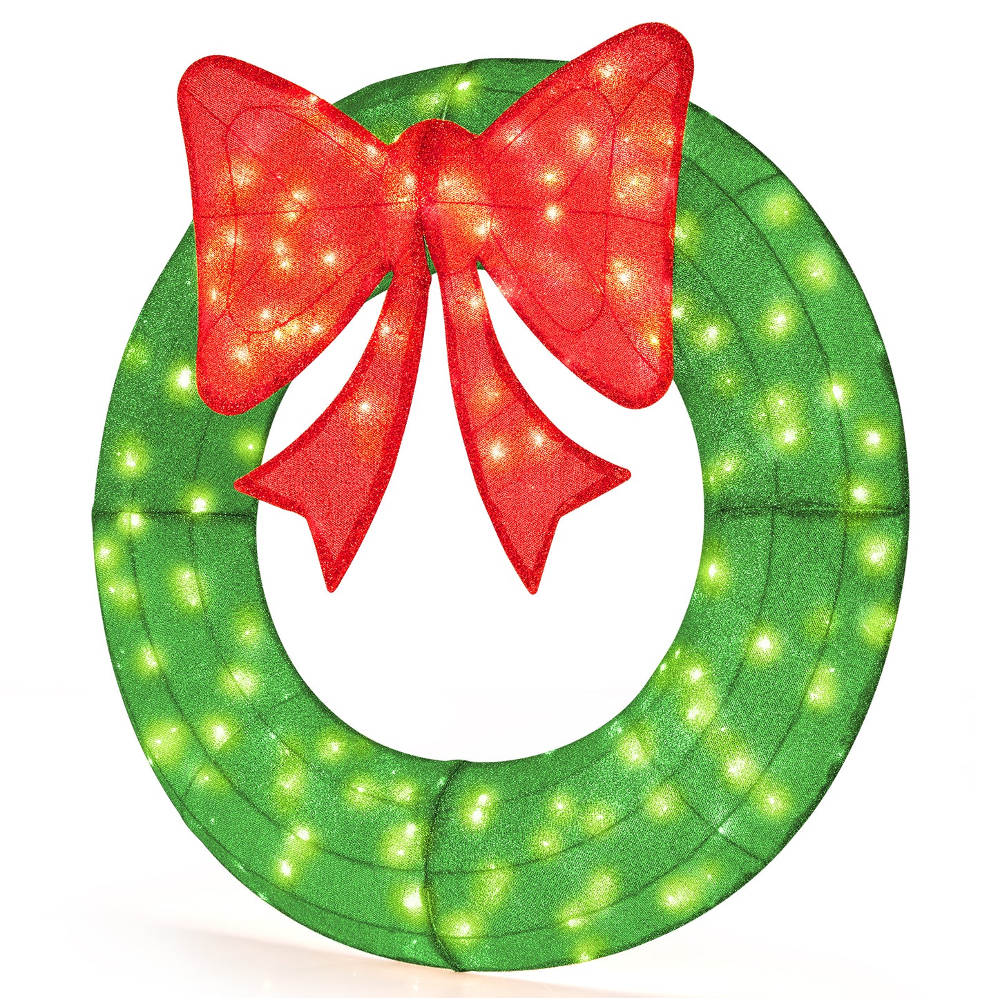 48 Inch Pre-Lit Christmas Mesh Wreath, 200 LED Bulbs, Green Christmas Decor & Accessories at Gallery Canada