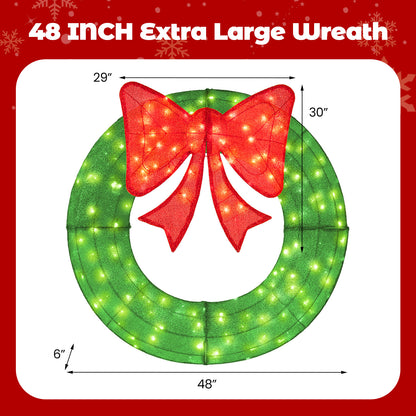 48 Inch Pre-Lit Christmas Mesh Wreath, 200 LED Bulbs, Green Christmas Decor & Accessories at Gallery Canada