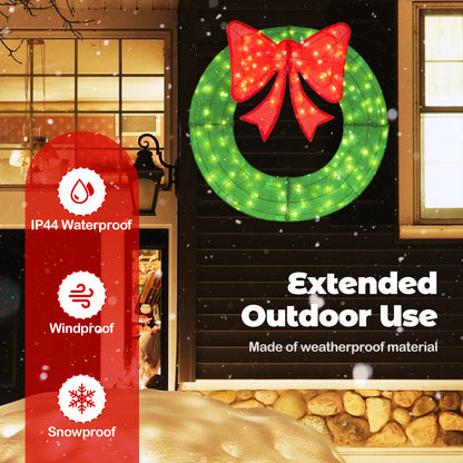 48 Inch Pre-Lit Christmas Mesh Wreath, 200 LED Bulbs, Green Christmas Decor & Accessories at Gallery Canada