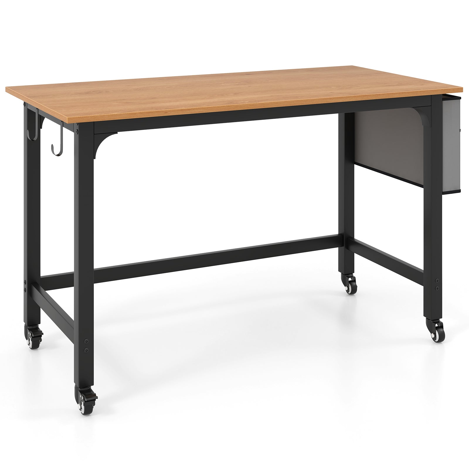48 Inch Rolling Computer Desk with Heavy-duty Metal Frame for Home and Office, Natural Writing Desks at Gallery Canada