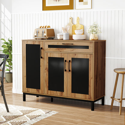 48 Inch Sideboard Buffet Cabinet with Drawer and Metal Legs, Natural Sideboards Cabinets & Buffets at Gallery Canada