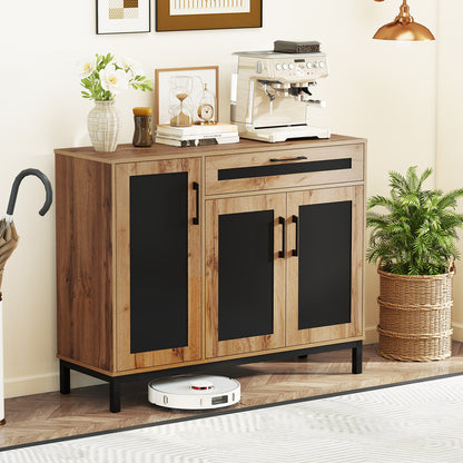 48 Inch Sideboard Buffet Cabinet with Drawer and Metal Legs, Natural Sideboards Cabinets & Buffets at Gallery Canada