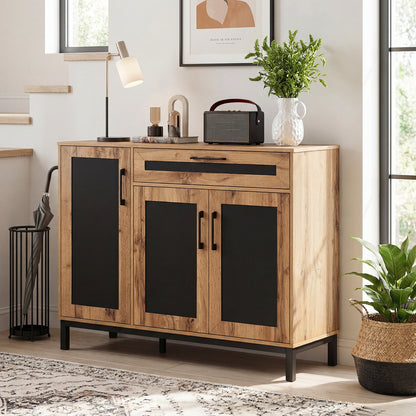 48 Inch Sideboard Buffet Cabinet with Drawer and Metal Legs, Natural Sideboards Cabinets & Buffets at Gallery Canada