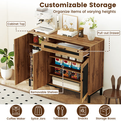 48 Inch Sideboard Buffet Cabinet with Drawer and Metal Legs, Natural Sideboards Cabinets & Buffets at Gallery Canada
