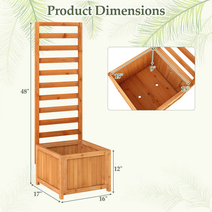 48 Inch Wood Raised Garden Bed with Trellis with Drainage Holes, Natural Raised Garden Beds at Gallery Canada