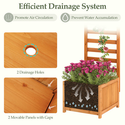 48 Inch Wood Raised Garden Bed with Trellis with Drainage Holes, Natural Raised Garden Beds at Gallery Canada