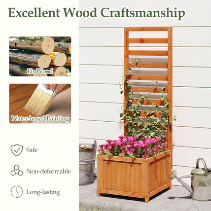 48 Inch Wood Raised Garden Bed with Trellis with Drainage Holes, Natural Raised Garden Beds at Gallery Canada