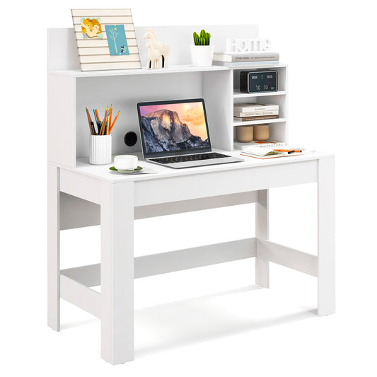 48 Inch Computer Desk, Anti-Tipping Kits, Cable Management Hole, White Computer Desks White at Gallery Canada