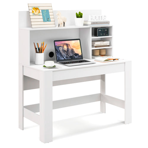 48 Inch Computer Desk, Anti-Tipping Kits, Cable Management Hole, White