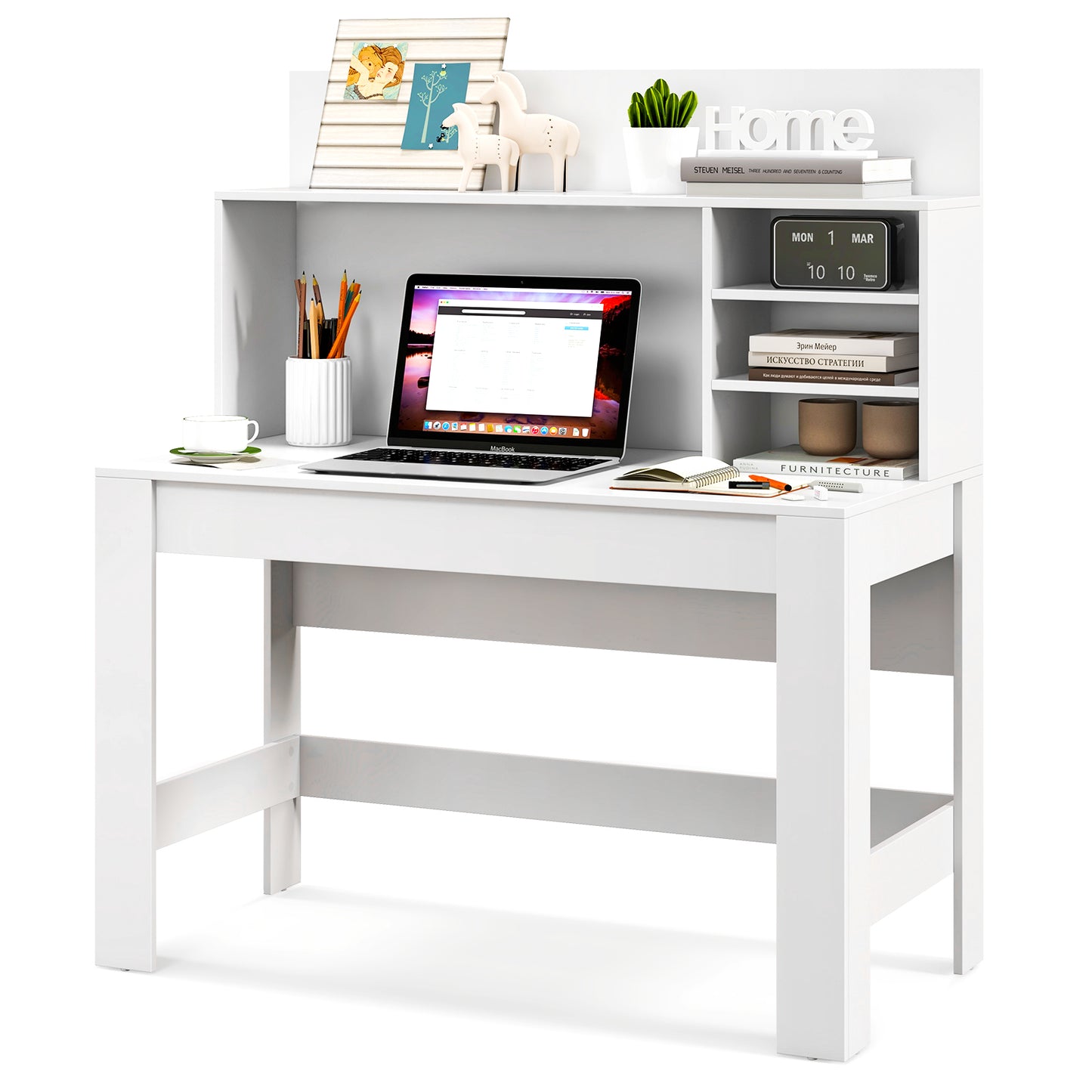 48 Inch Computer Desk, Anti-Tipping Kits, Cable Management Hole, White Computer Desks at Gallery Canada