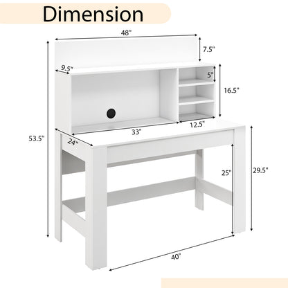 48 Inch Computer Desk, Anti-Tipping Kits, Cable Management Hole, White Computer Desks at Gallery Canada