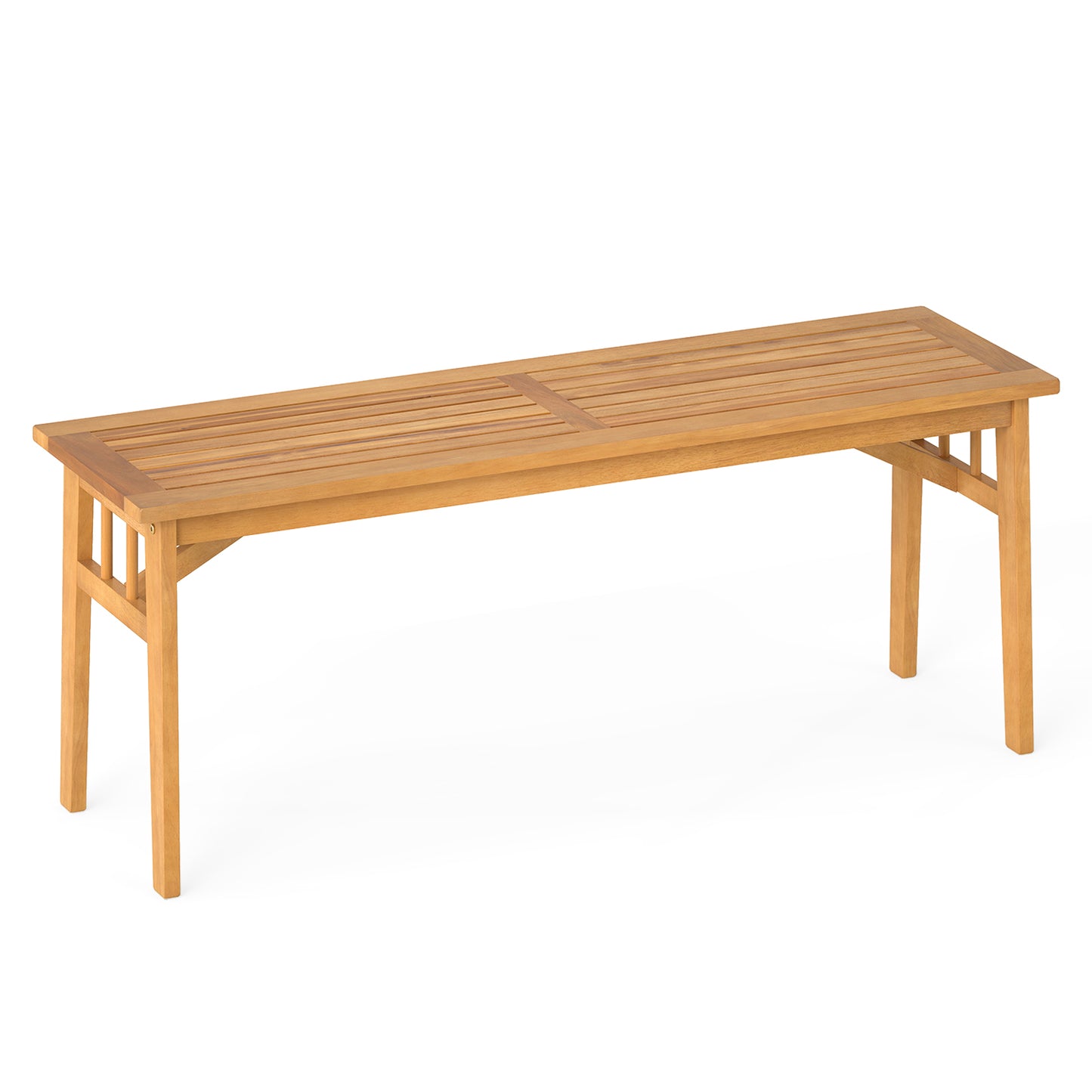 48 Inch Acacia Wood Bench, Breathable Slat Seat, Stable Triangular Structure Outdoor Benches at Gallery Canada