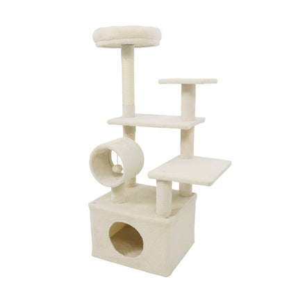 48 Inches Tall Cat Tree Multi-Level Kitten Tower with Large Condo Padded Top Perch, Beige Cat Trees Condos & Scratchers at Gallery Canada