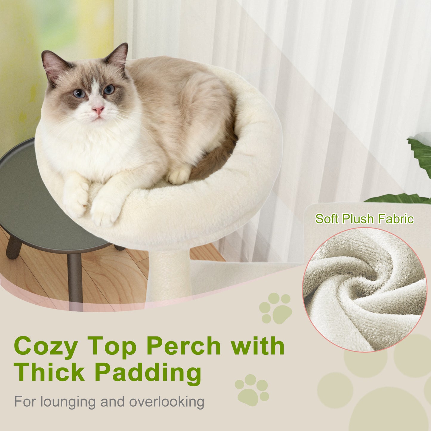 48 Inches Tall Cat Tree Multi-Level Kitten Tower with Large Condo Padded Top Perch, Beige Cat Trees Condos & Scratchers at Gallery Canada