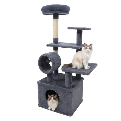 48 Inches Tall Cat Tree Multi-Level Kitten Tower with Large Condo Padded Top Perch-Grey, Gray Cat Trees Condos & Scratchers at Gallery Canada