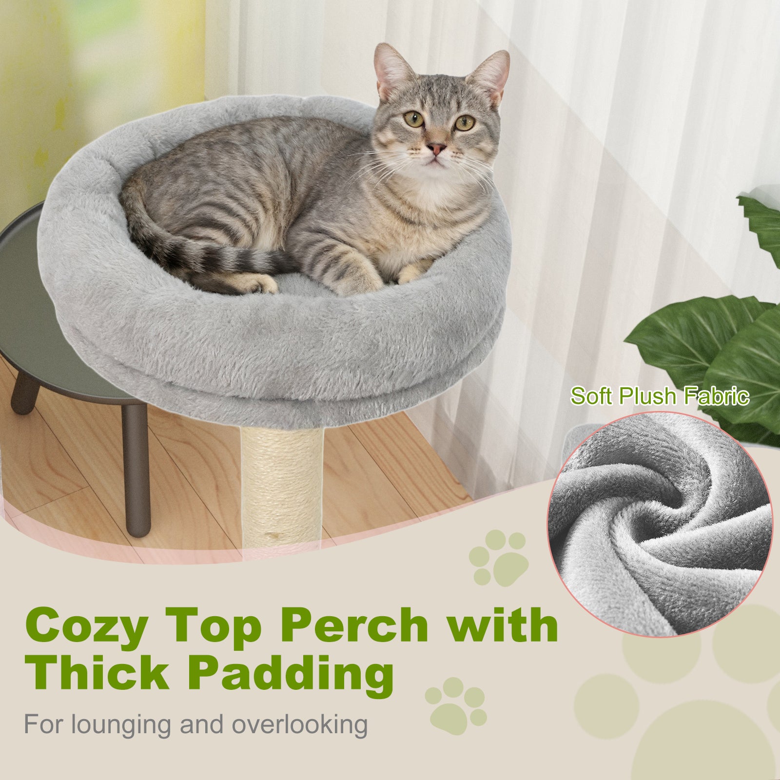 48 Inches Tall Cat Tree Multi-Level Kitten Tower with Large Condo Padded Top Perch, Light Gray Cat Trees Condos & Scratchers at Gallery Canada