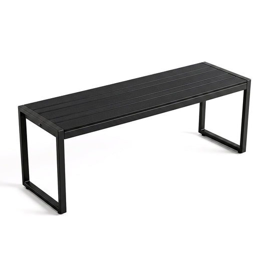 48" Outdoor Bench, Wood-Plastic Composite, Metal Frame, Black Outdoor Benches Black at Gallery Canada
