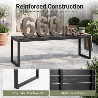 Banc d'extérieur 48" en composite bois-plastique, cadre en métal, noir